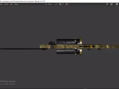 Apache revolver gun high detailed full parts game asset Low-poly 3D model