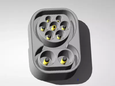 CCS Combo 2 Vehicle inlet  modes 2 and 3 and 4 IEC62196-3-2014 3D print model