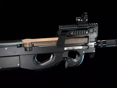 P90 game asset Low-poly 3D model