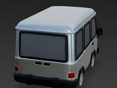 Stylized Silver Utility Van 3D Model Low-poly 3D model