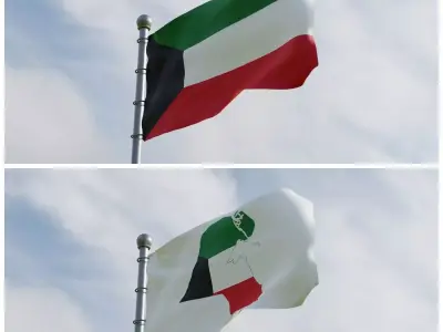 Animated Kuwait Flags 3D model