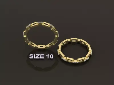 Hermes Style Link Diamond Band Ring Size 10 3D print model