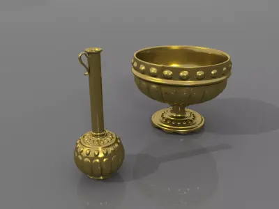 Ancient cups Low-poly 3D model