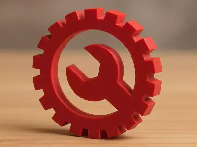 Mechanical Gear Wrench Logo - 3D Printable Engineering Symbol Free 3D print model