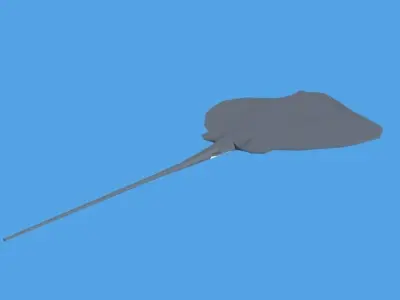 Low Poly Cartoon Stingray Low-poly 3D model