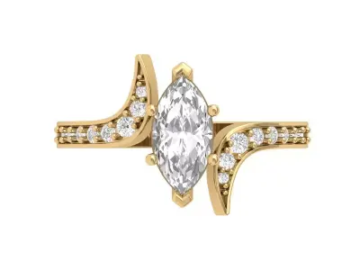 Marquise Solitaire Ring 3D print model 8