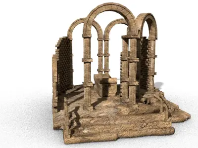 ancient stone temple ruins crypt 3D model