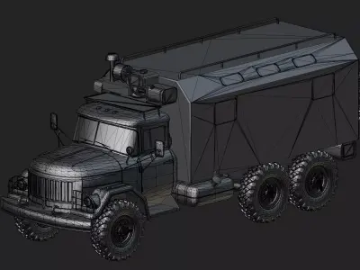 Emergency Technical Services Truck Low-poly 3D model