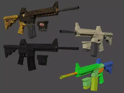 Low poly AR-15 military Gun  Low-poly 3D model