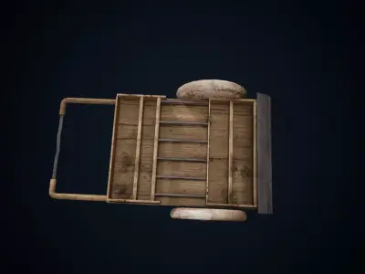 Cart model wooden medieval  Low-poly 3D model