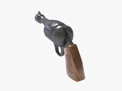 Stylized Revolver Pistol Free low-poly 3D model