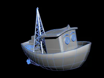 cargo boat Low-poly 3D model