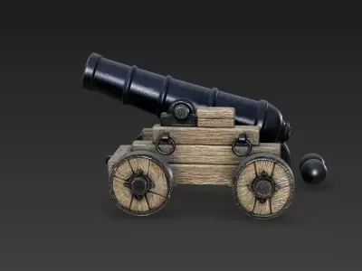 Antique Naval Cannon  18th Century 3D model