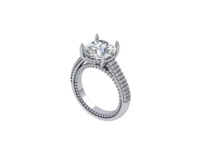 Solitaire Engagement Art Deco Ring 3D print model 78