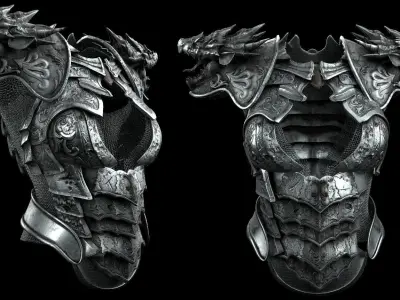 Dragon girl body armor Low-poly 3D model