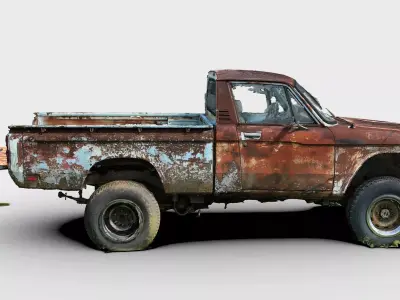 Pickup Truck  Rusted Wrecked Vintage Chevrolet Off-road Low-poly 3D model