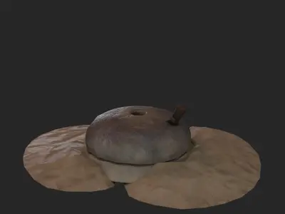 Traditional Grinding Stone 3D Model Low-poly 3D model