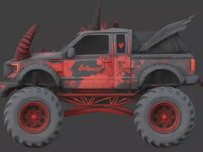 Demonic Off-Road Monster Truck 3D Model Low-poly 3D model
