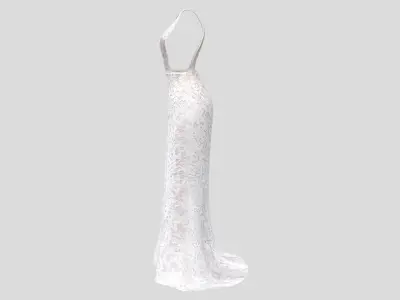 White Lace Gown Low-poly 3D model