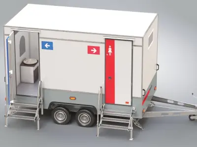 Portable WC Trailer-VIP Low-poly 3D model