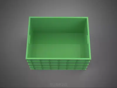 STANDARD SQUARE GREEN MODULAR UTILITY STORAGE PLASTIC CRATE BOX 3D model