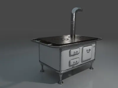 Wood Burning Stove Low-poly 3D model