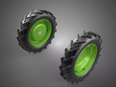 LARGE TRACTOR TIRE TREAD TYRE LUG WHEEL RUBBER RIM GRIP VEHICLE 3D model