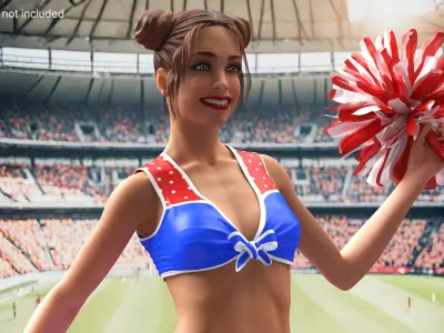 European Woman Dancer with Pompoms Rigged 3D model