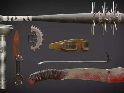 Post Apocalyptic tools Low-poly 3D model
