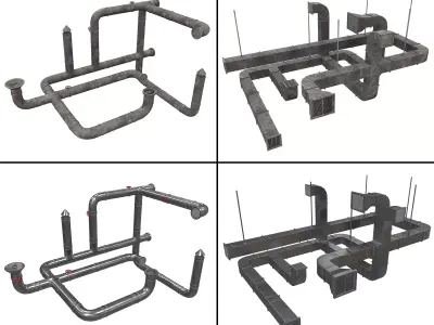 Lowpoly Modular Vents and Ducts Low-poly 3D model