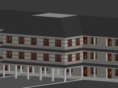 SCHOOL three story building 3D model