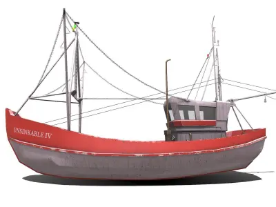 Old Fishing Boat Low-poly PBR Low-poly 3D model buy