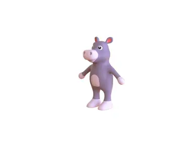 High-Quality 3D Cute Hippo for Games Low-poly 3D model