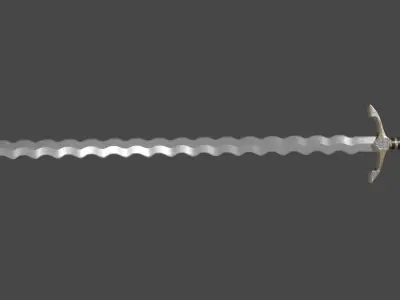 Flamberge sword with Excalibur handle Low-poly 3D model