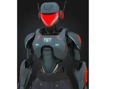 Red-Eyed Combat Android Low-poly 3D model