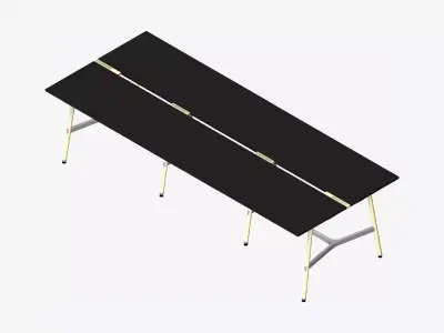 Desk - Timberline - Workstation - Dbl - Side - 6 - Person - High Low-poly 3D model
