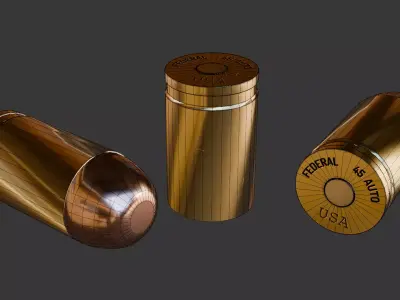 9mm Bullet Pistol Ammo 45 Bullets Low-poly 3D model