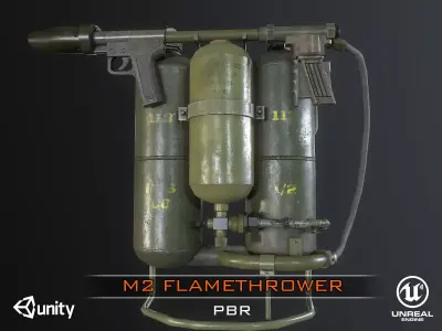 M2 Flamethrower WW2 USA Low-poly 3D model