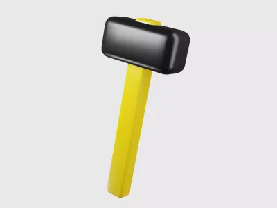 Metal mallet with yellow handle  Free 3D model