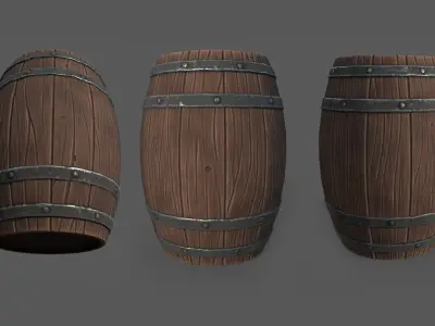 Stylized Barrel Low-poly 3D model get