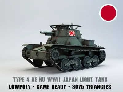 Low Poly Type 4 Ke Nu Light Tank Low-poly 3D model