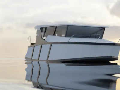 Realistic Low Poly  Small Yacht Cabin Cruiser Boat  Game Ready Low-poly 3D model
