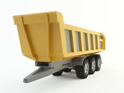 yellow truck trailer 3d model 3D model