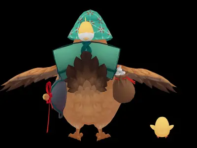 Hen mount Low-poly 3D model