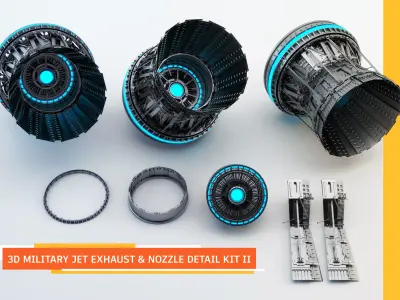 3d Military Jet Exhaust and Nozzle Detail kit II 3D model