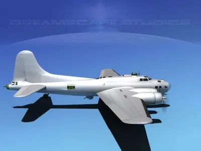 Boeing B-17G Bare Metal HP 3D model