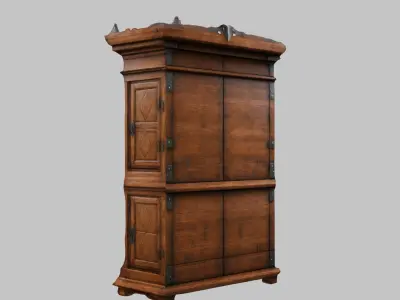 Wooden closet Medieval Furniture tall interior decor  Low-poly 3D model purchase