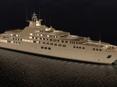 Dubai Superyacht Night Scene 3D model