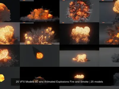25 VFX Models 3D and Animated Explosions Fire and Smoke 3D Model Pack