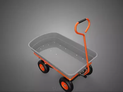 PLASTIC BED UTILITY CART WAGON TRAILER TROLLEY DOLLY DUMP GARDEN 3D model